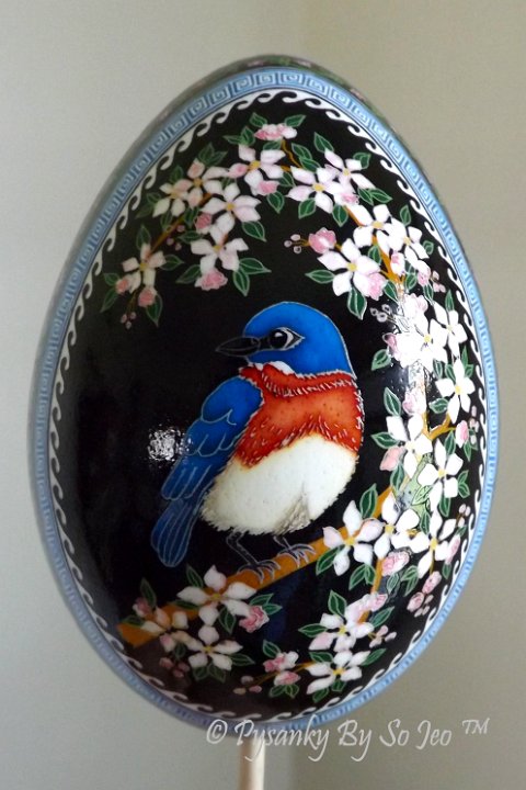 Bluebird Pysanka Pysanky Ukrainian Easter Egg by So Jeo